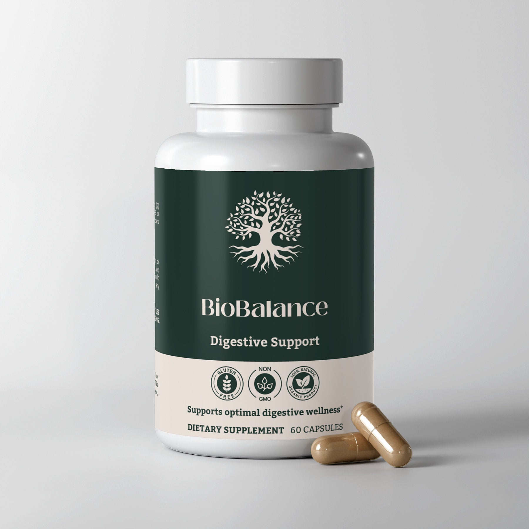 Close-up of BioBalance Digestive Support capsules - High-quality, natural gut health supplement