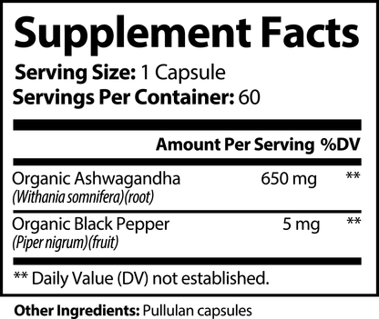 Organic Ashwagandha supplement enhancing sleep quality and cognitive function.