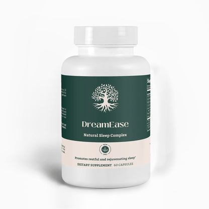 DreamEase Natural Sleep Complex bottle front view showcasing premium sleep support supplement.