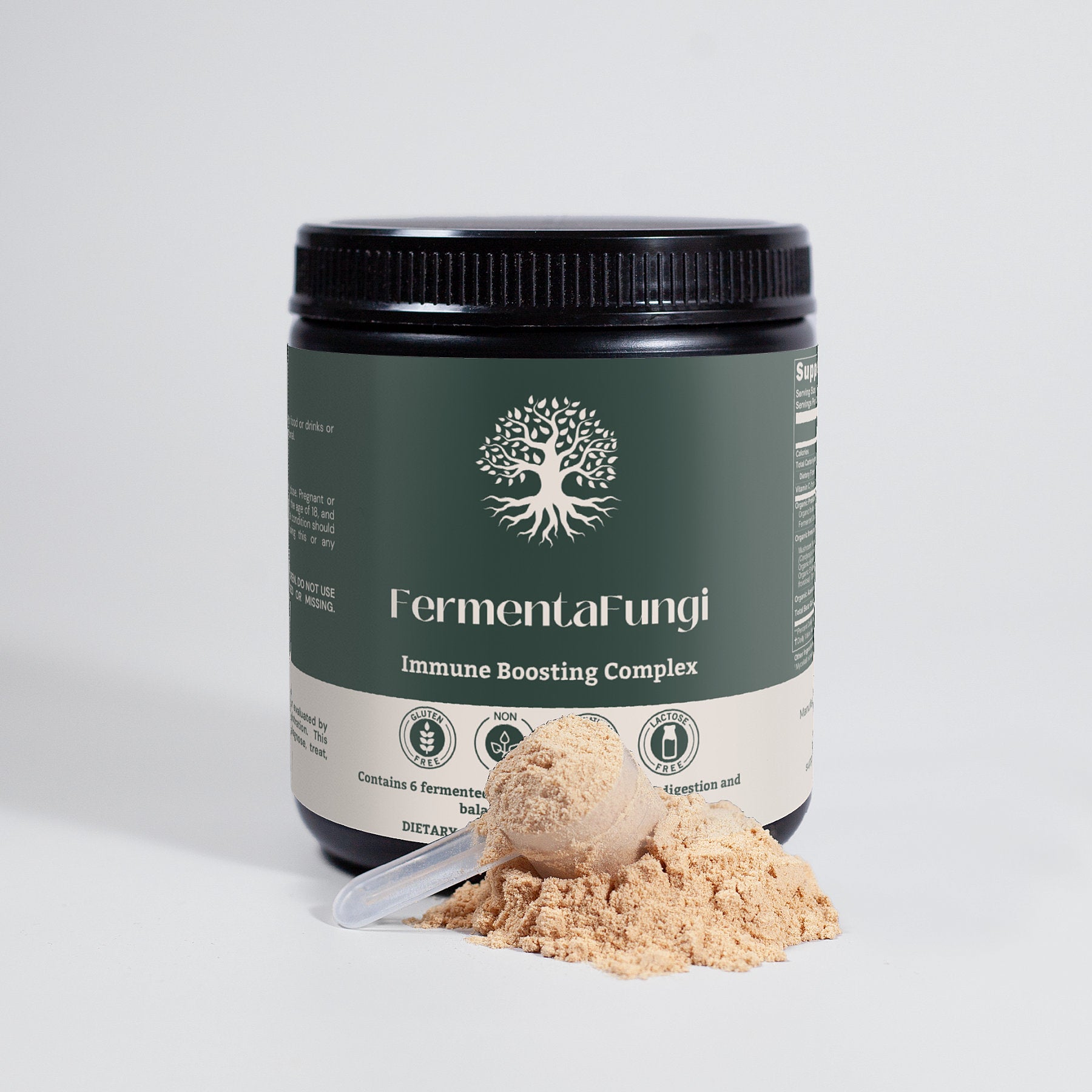 Scoop of FermentaFungi Immune Complex Powder - Organic Fermented Mushroom Immune Support