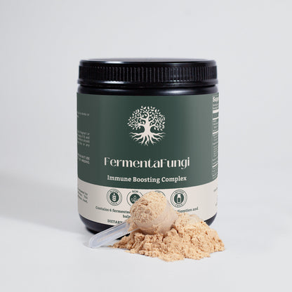 Scoop of FermentaFungi Immune Complex Powder - Organic Fermented Mushroom Immune Support