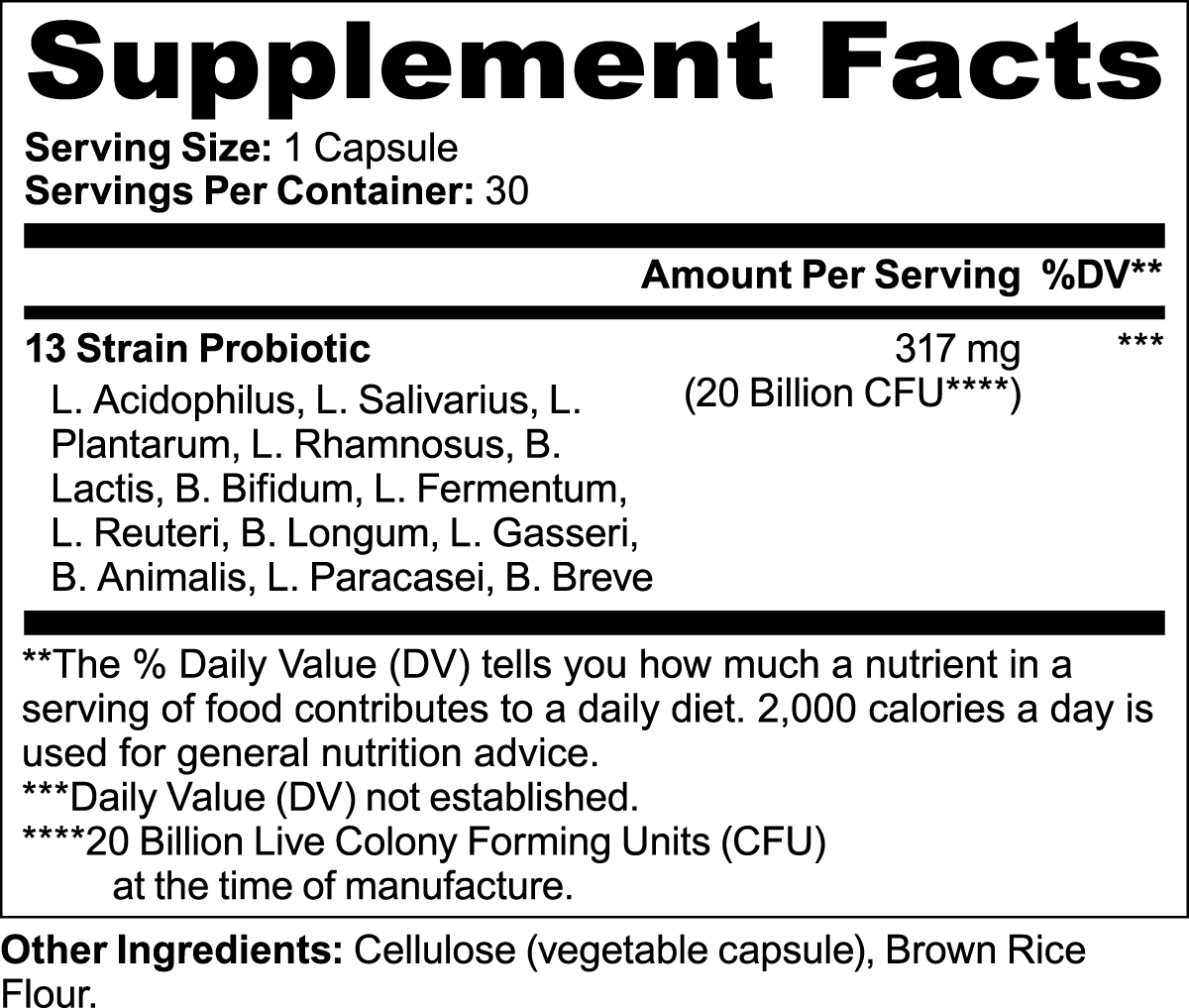 Infographic showcasing FloraBalance 20 Billion CFU Probiotic Complex benefits, such as improved digestion, immune support, and gut flora balance.