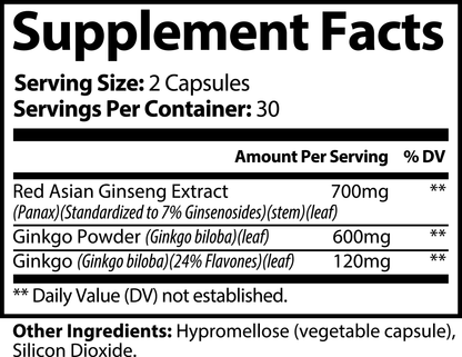 MindVital Ginkgo & Ginseng Complex capsules promoting memory, mental clarity, and natural energy support for holistic health.