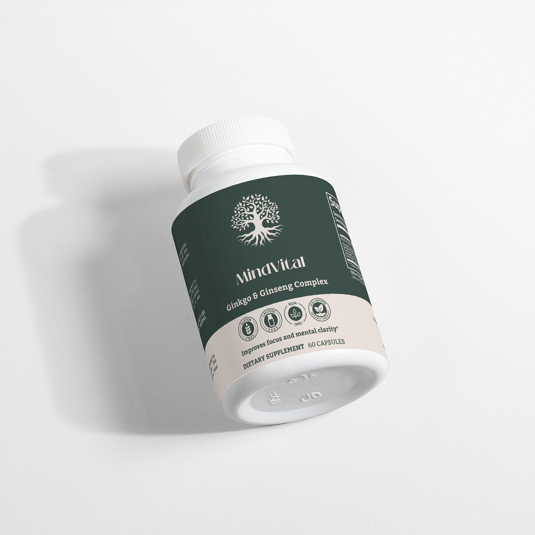 Natural ingredients in MindVital Ginkgo & Ginseng Complex, featuring Ginkgo Biloba and Red Asian Ginseng for cognitive and energy support.