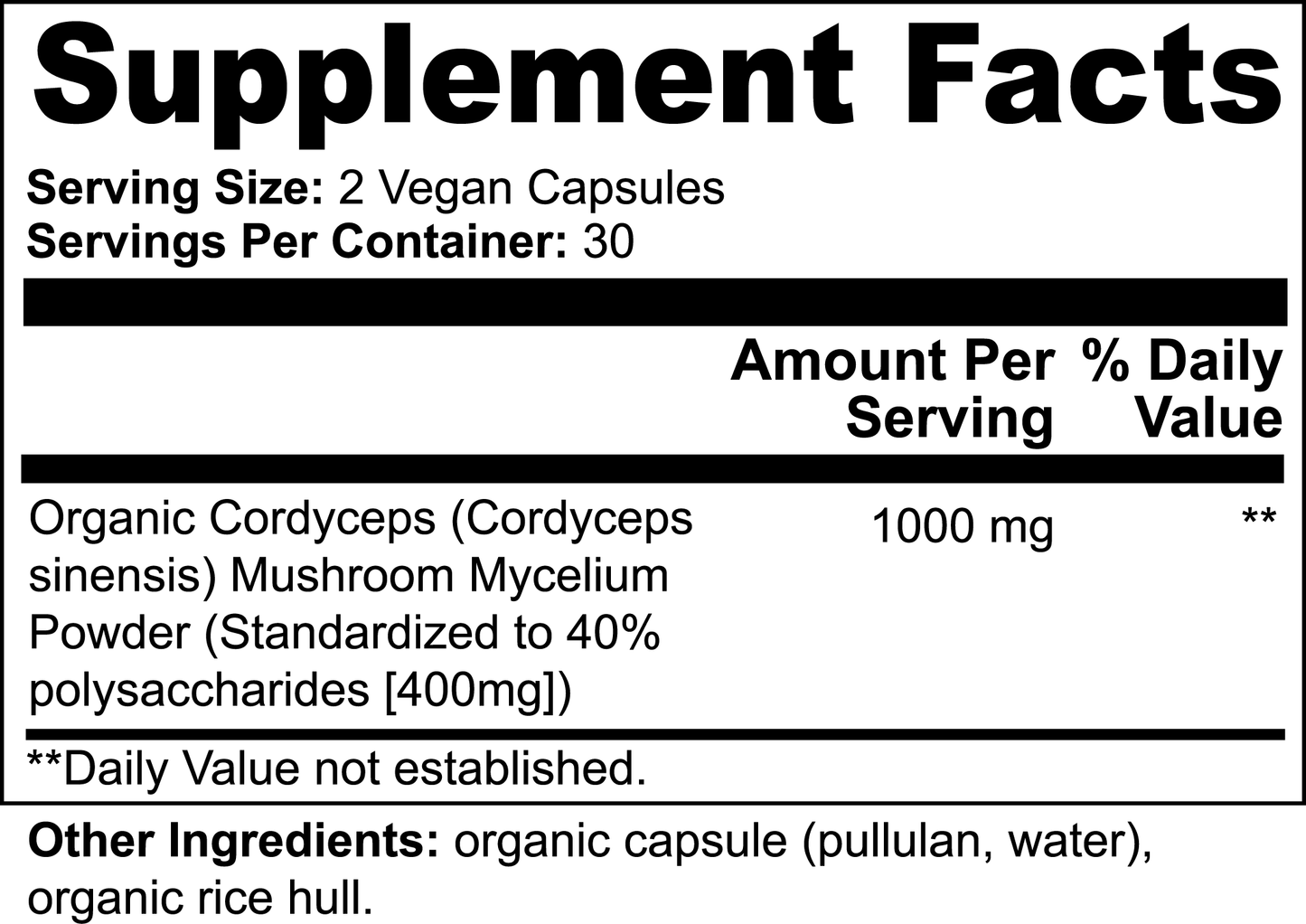 Organic Cordyceps Mushroom Capsules for improved energy, immunity, and vitality