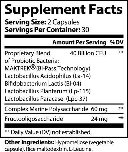 Eco-friendly packaging of FloraBalance 40 Billion CFU Probiotic Complex with clean design.