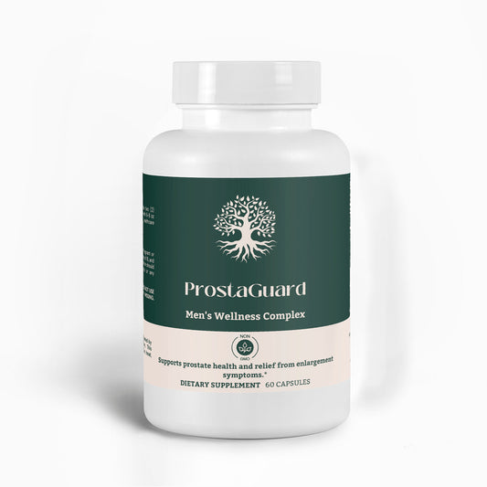 ProstaGuard Men’s Wellness Complex supplement bottle front view featuring premium prostate health support for men.