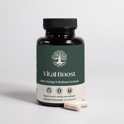 Vital Boost supplement promoting bone strength and density with magnesium and cissus quadrangularis.