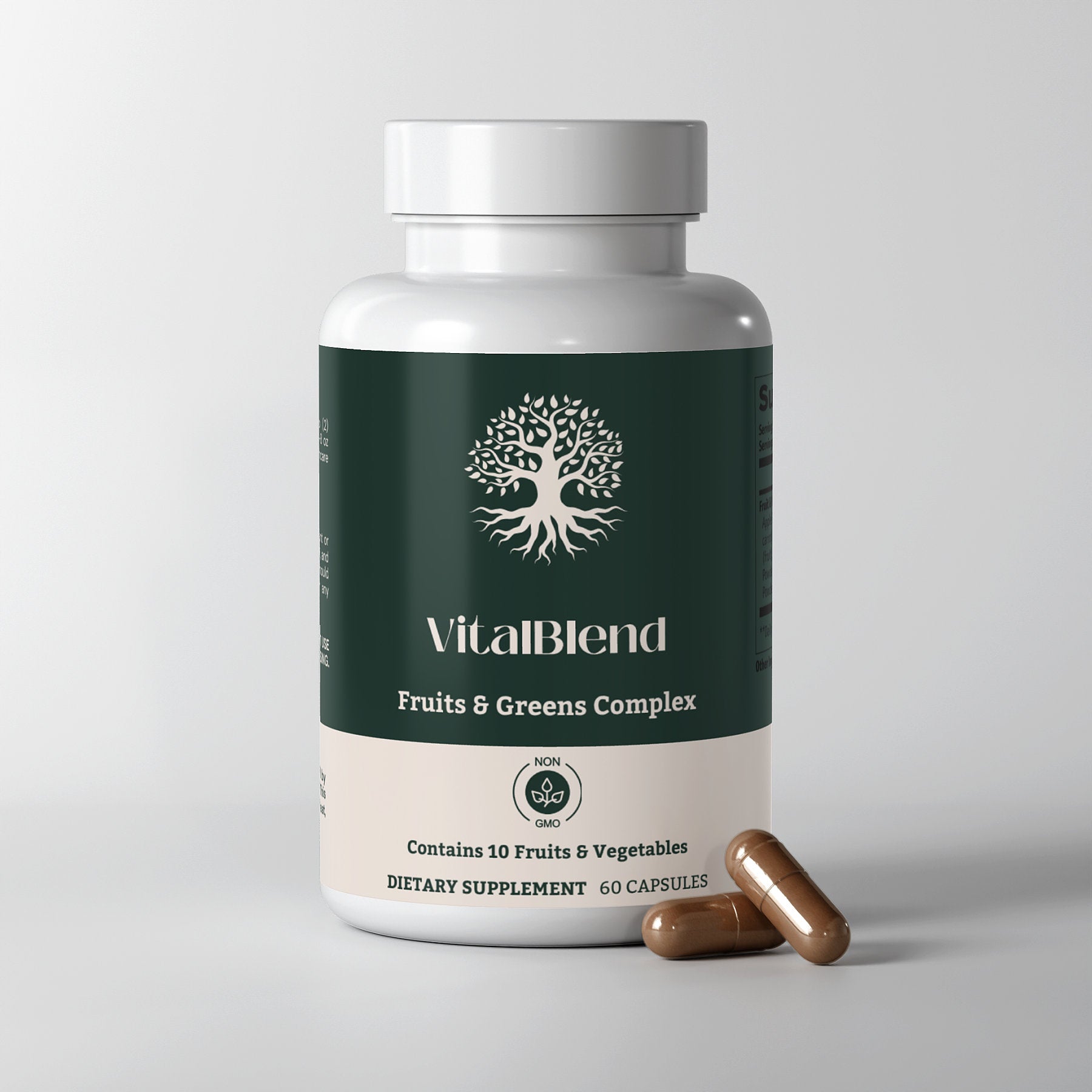 VitalBlend supplement for digestive health and cardiovascular support with natural fruits and vegetables